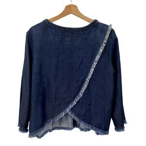 Maven West chambray split back blouse